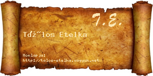 Tálos Etelka névjegykártya
